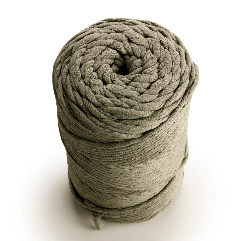 Gray Macrame cord 3mm single twist latte cotton string 459 feet single strand cotton cord image 3