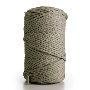 Gray Macrame cord 3mm single twist latte cotton string 459 feet single strand cotton cord image 2