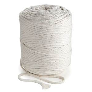 Natural Cotton Rope 6mm Single Twisted 218 yd. cotton cord, macrame rope, weaving, craft yarn, DIY string supplier - MB Cordas