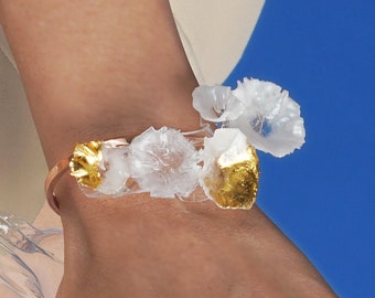 Snowflake Bracelet, Titanium, 24K Gold Leaf, Up-cycled Plastic, Acetate, Ultra Light Weight,  Wink Atelier (Ksana' Collection)
