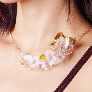 Seed-To-Blossom Necklace, Statement Earrings, Resin, 24k Gold Leaf, Ultra Light Weight, Up-cycled plastic, Acetate, WINK ATELIER image 1