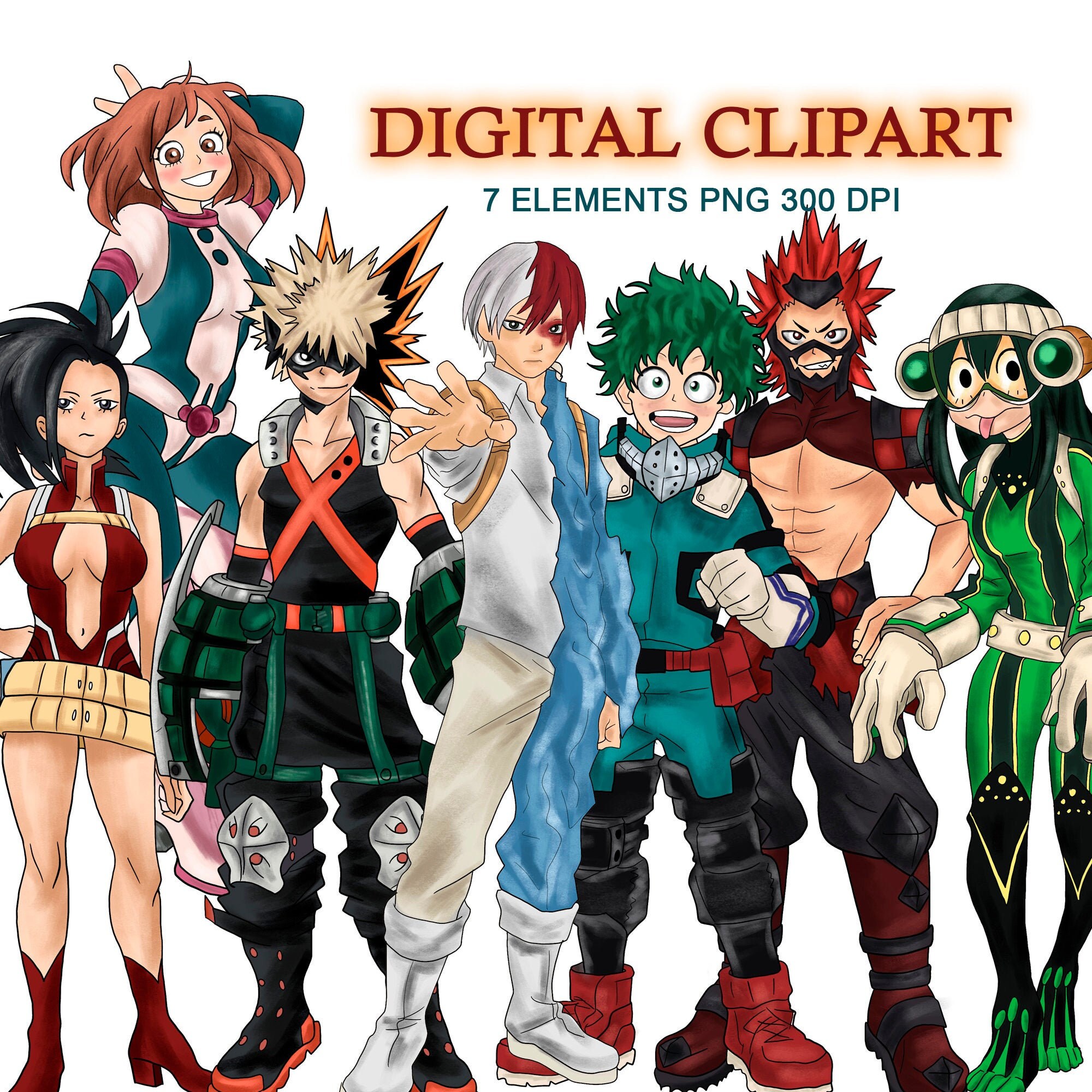 My Hero Academy Digital Clipart PNG-INSTANT DOWNLOAD | Etsy