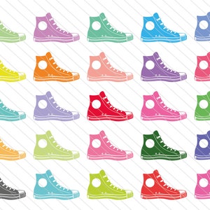 Sneakers Vector Clipart planner afdrukbare stickers sport schoenen clipart JPEG Sheet klaar om af te drukken-Raimbow monogram sneakers Download Sheet