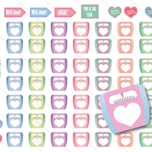 Planer Digital bedruckbare Gewicht Verlust Aufkleber - Skala, motivierend Zitat - Gewicht Tracker - Vektor Clipart Png PDF und SVG-Dateien 300 Dpi