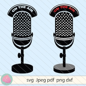 Mikrofon svg und Vektorclipart-Mikrofon 50es svg dxf png jpeg-Radio auf Luft svg altes Mikrofon svg Schnitt Datei Cricut, Silhouette