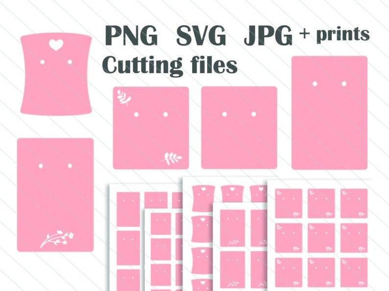 Earring card display template cutting files for packaging SVG Jpg and Png transparent background Printable display