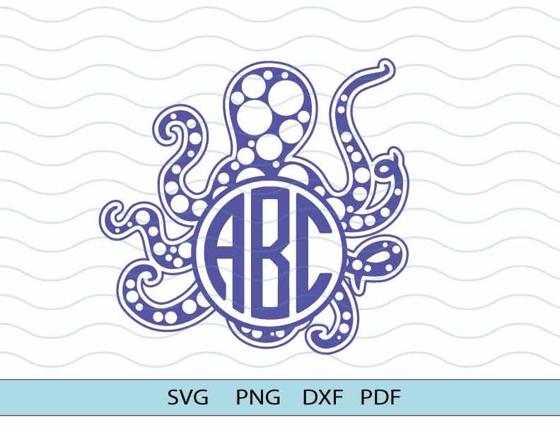 Download Octopus Monogram Svg Octopus Silhouette Cut File Octopus Etsy