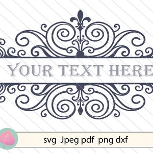 Split frame svg family name svg vector clipart, scroll type svg dxf vintage monogram name label svg Silhouette cricut  title family svg