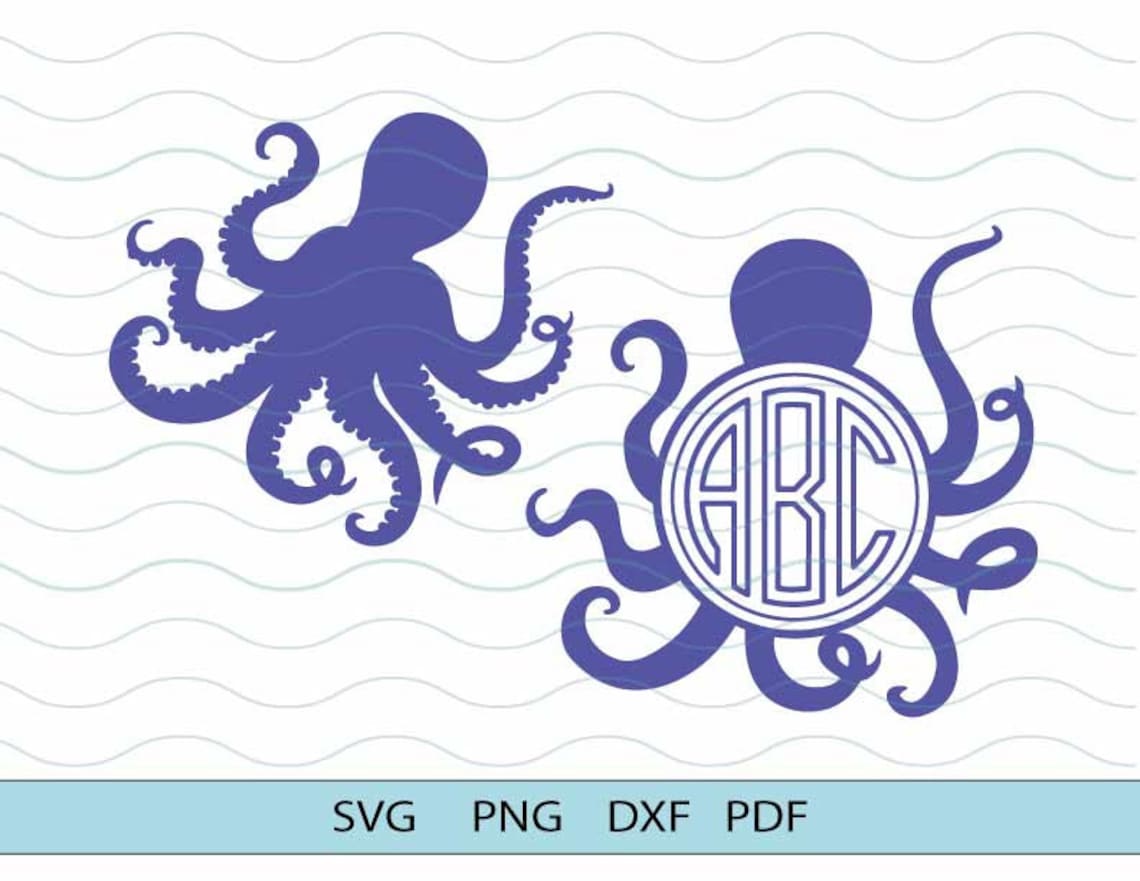 Download Octopus svg monogram vector clipart. Octopus frame cut ...