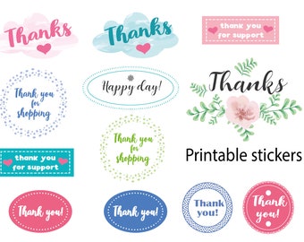 Thank You clipart printable stickers  - Thank you vector Pdf and PNG transparent background - Enveloper badge -  Thanks cards and tags decor