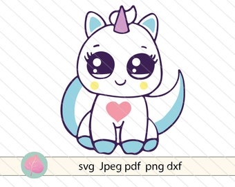 Fichier de coupe de bébé chat SVG, Kitty clipart kawaii. Fichier de découpe DXF Licorne animal pour Cricut et silhouette, téléchargement SVG Licorne