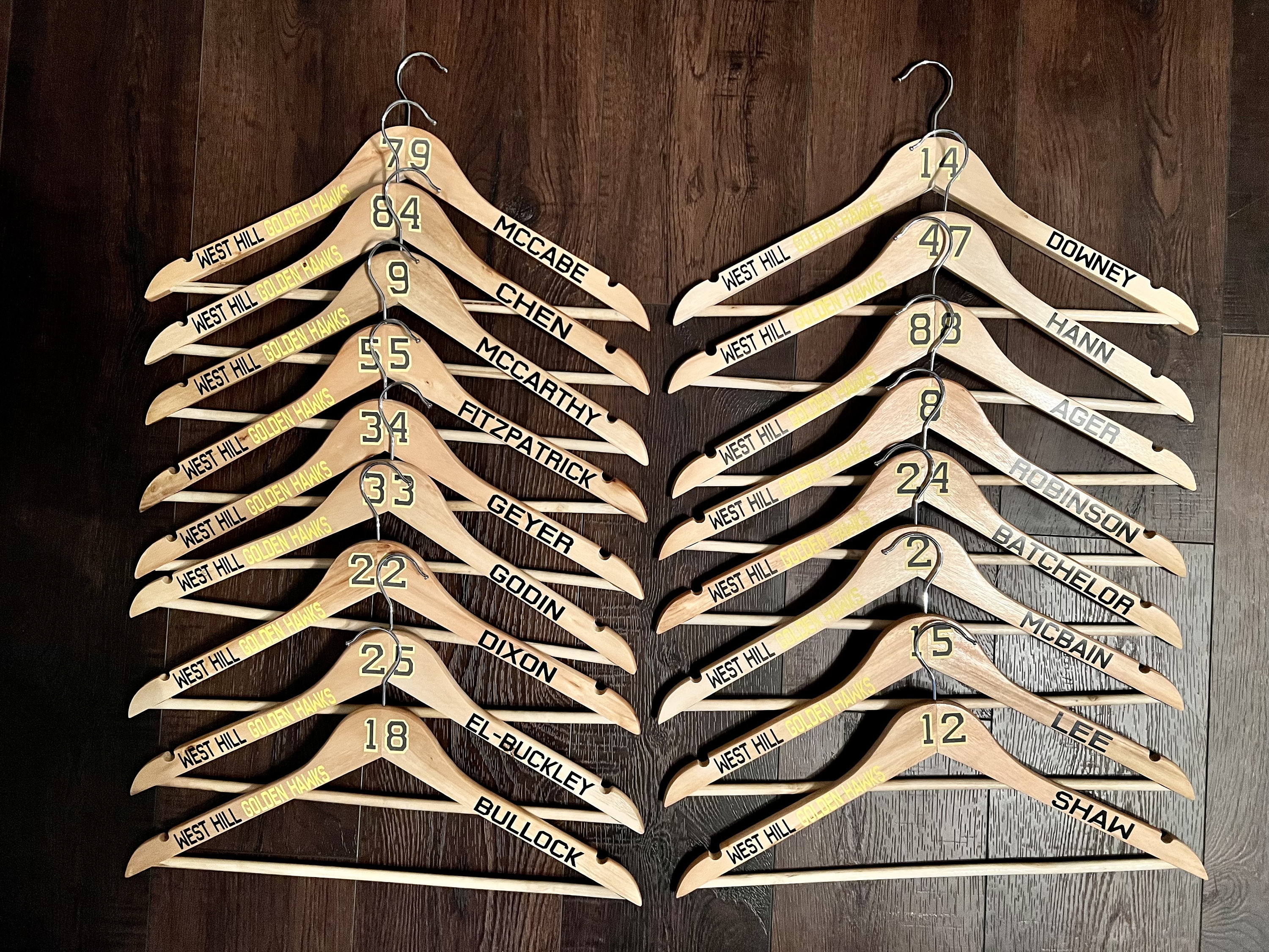 Sport Jersey Hangers, Hockey, Personalized, Jersey, Baseball, Wood