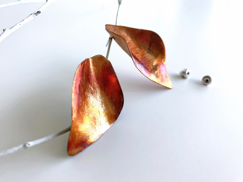 Leaf Earrings Stud Earrings Natural Jewelry Handmade Earring Minimal Jewelry Boho Earring Gift for Her Free Shipping Worldwide image 4