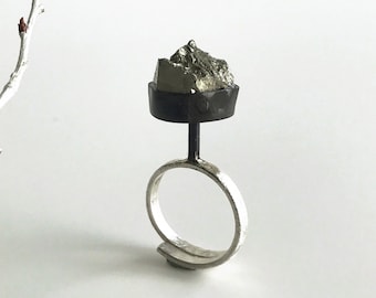 Pyrite Ring | Gemstone Ring | Raw Crystal Ring | Handmade Jewelry | Alternative Engagement Ring | Boho Ring | Gift for Her | Free Shipping