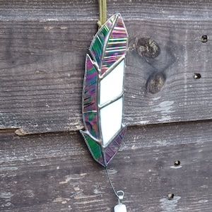 Stained glass magpie feather