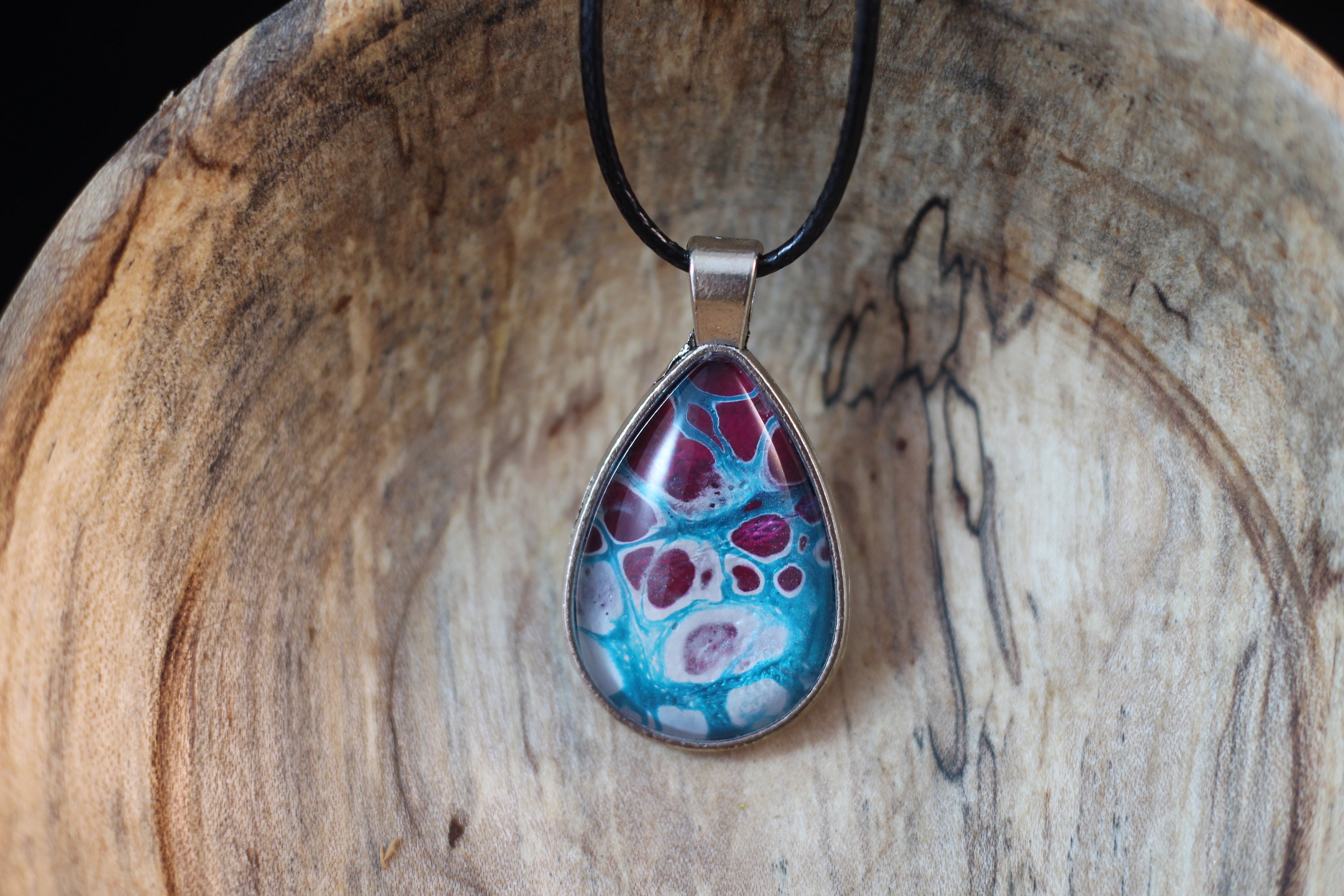 Fluid Art Acrylic Pour Painting Necklace Jewelry Teardrop Etsy