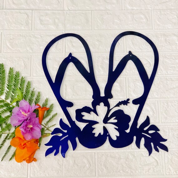 Flip Flop Flower Metal Wall Decor Home Decor Beach Decor Etsy