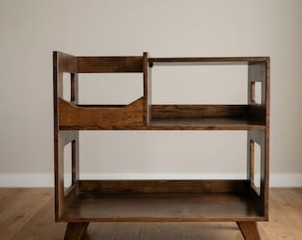 Large Modern Record Player Stand with Vinyl Storage / Mid Century Wooden Turntable Station/ Record Cabinet.