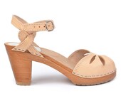 High Heel Clogs Wedding Shoes Wedding Clog Sandals Vegetable Tanned Leather Nude Sandals Retro Clogs Maguba Clogs Rio Nude