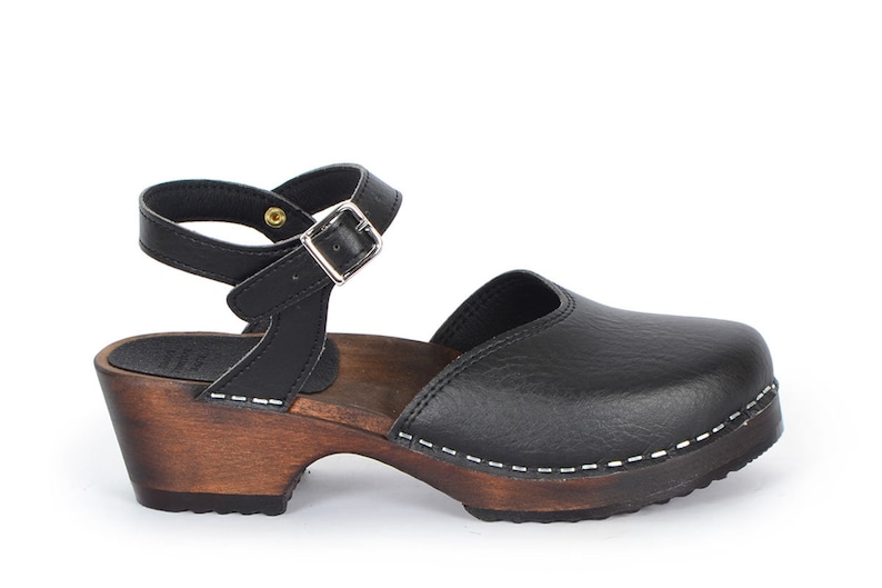 Vegan Low Heel Clog Sandals Black Vegan Leather Clogs Vegan - Etsy