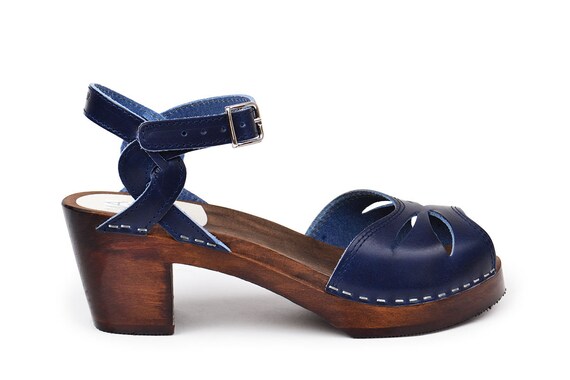 blue clog sandals