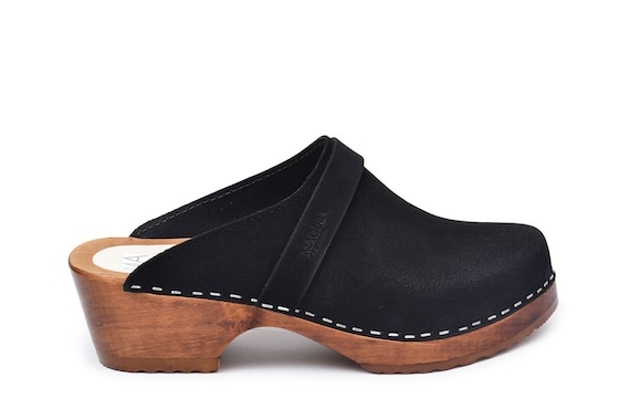 black suede clogs women's shoes