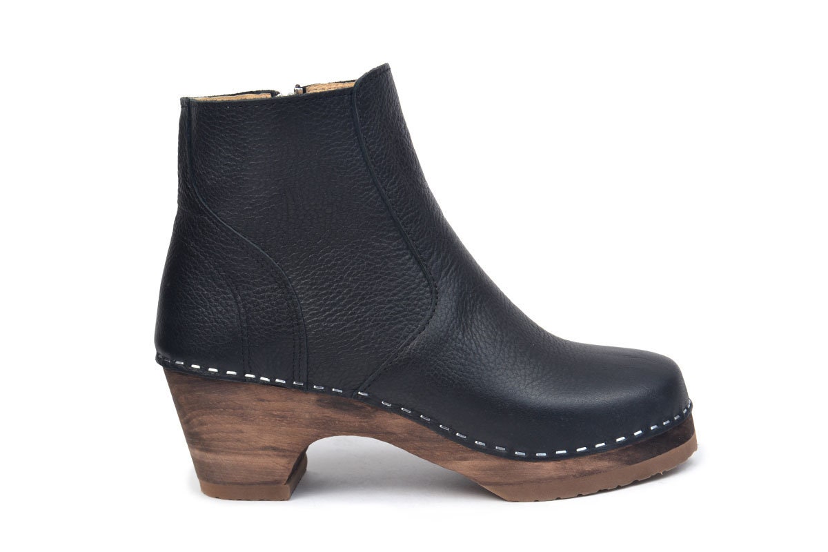 wooden low heel clogs