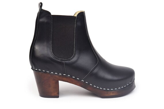 high heel clog boots