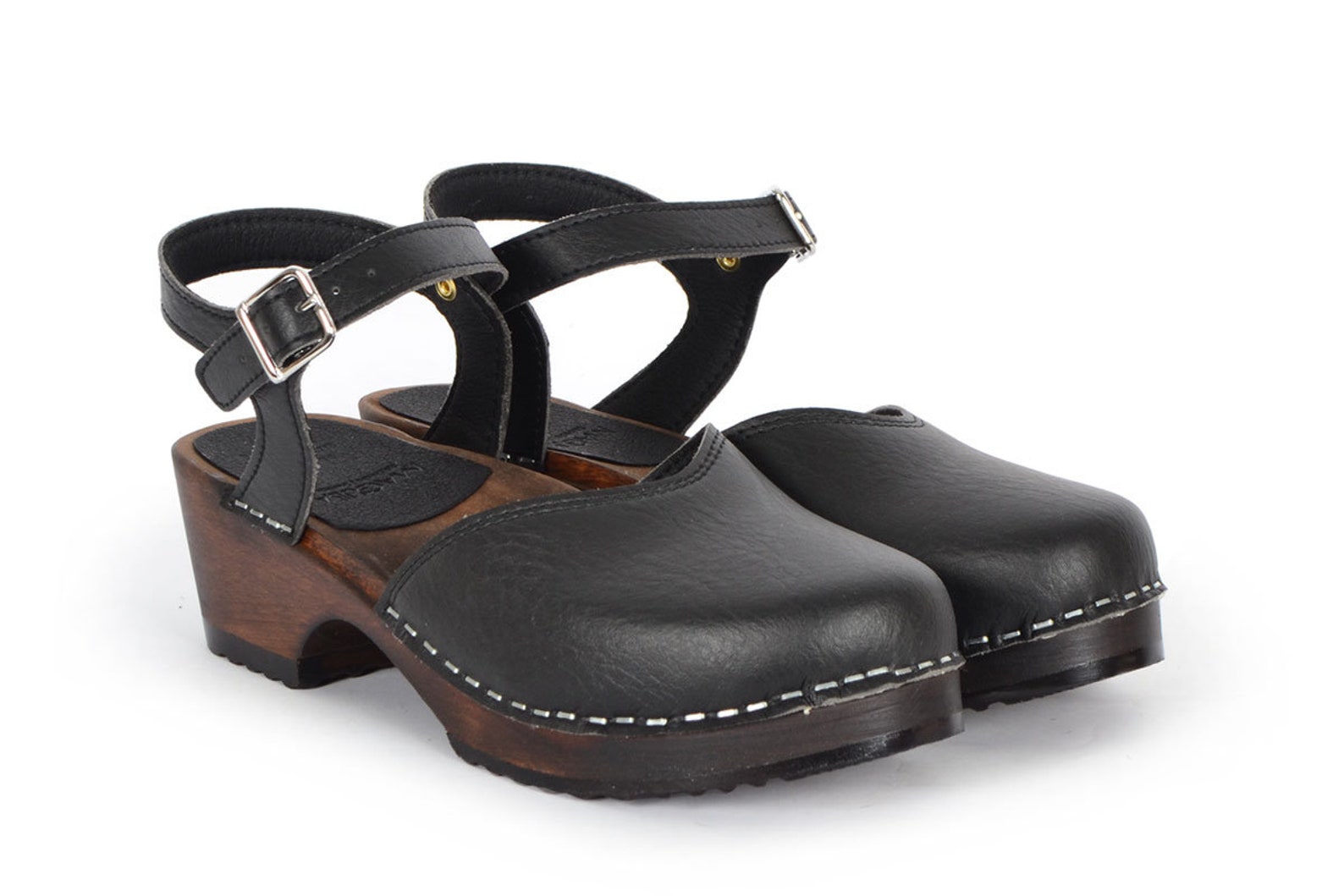 Vegan Low Heel Clog Sandals Black Vegan Leather Clogs Vegan - Etsy