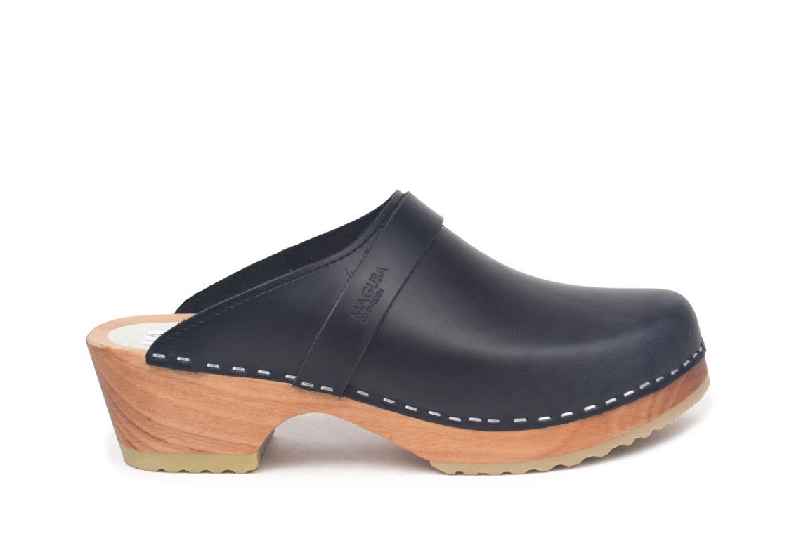 Classic Black Clogs Swedish Clogs for Women Wooden Mules Etsy Canada