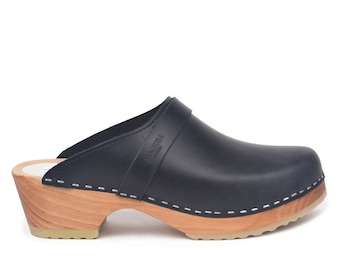 Swedish Low Heel Clog Sandals / Bologna Light Brown Ankle Strap Sandal ...