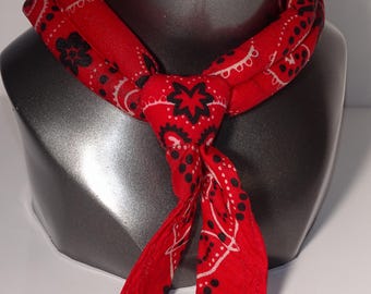 Red Neck cooling wrap made from pure bandannas, with Slip knot for Men and Women.