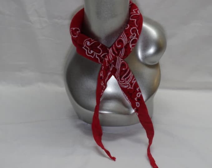 Red Neck cooling ties made from pure bandannas, hydro gel polymer stays cool for days..