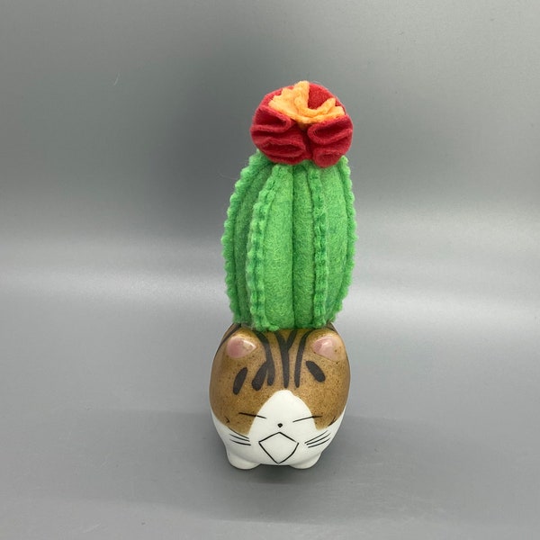 Felt Cactus, Home Decor, Office Decor, Cat Cactus Pot, Cactus Decor, Faux Cactus, Felt Plant, Pin Cushion, Felt Succulent, Faux Succulent