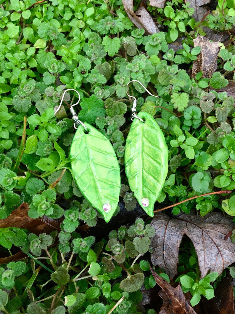 hook earrings Spring Leaf