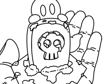 printable coloring page Tombstone Ghosty with hand Download