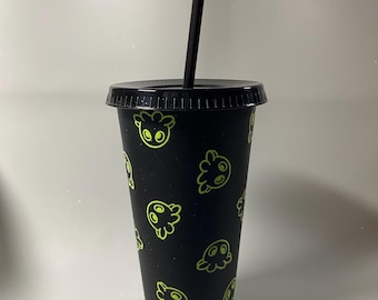 Tiny Octopus cold cup (24oz) (black/green/glitter)