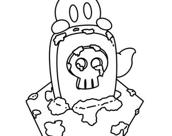 printable coloring page Tombstone Ghosty Download