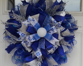 Blue and Silver Mini Wreath