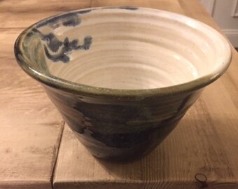 White Black Green Glazed Bowl