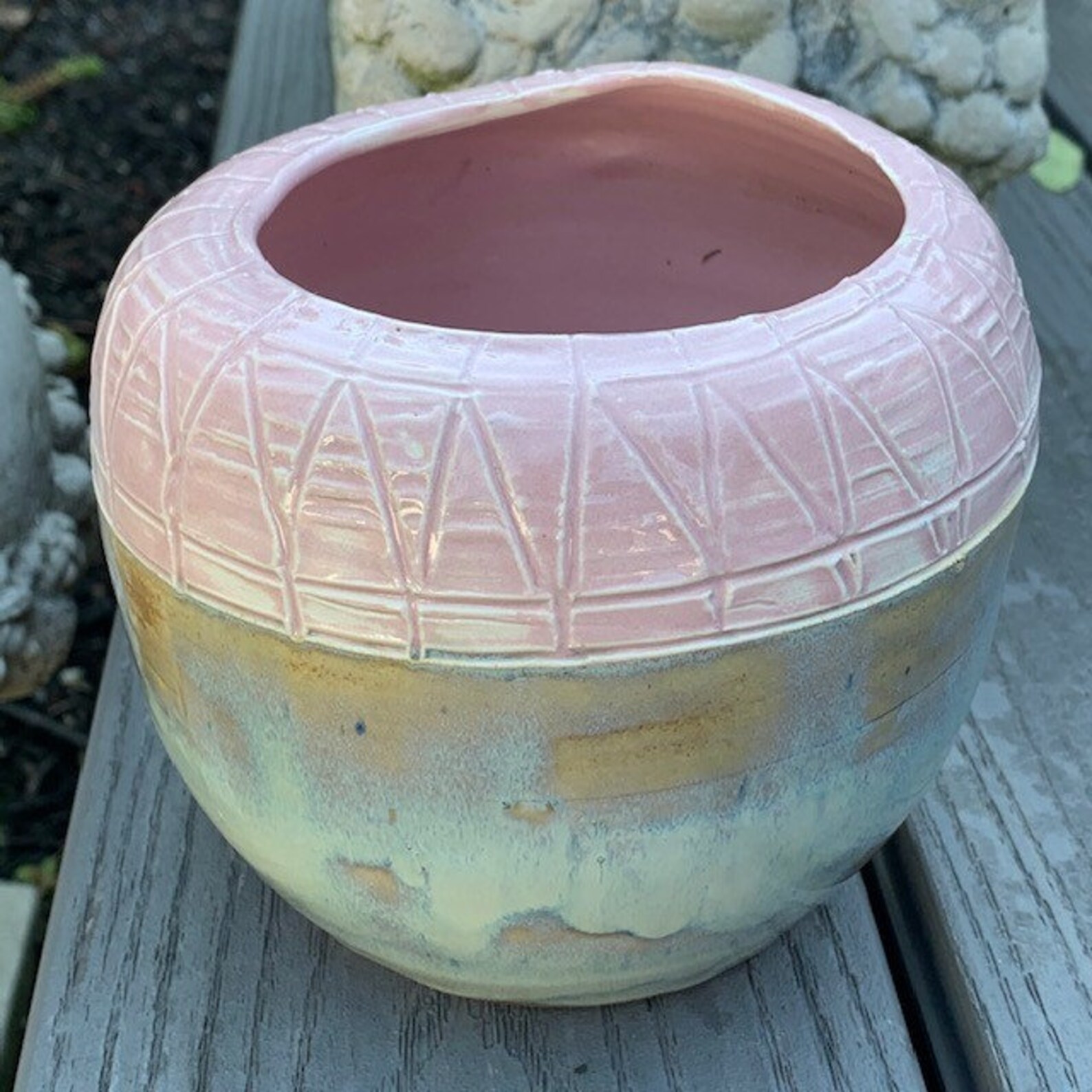 Dusty Rose and Iridescent Rounded Top Vase Etsy
