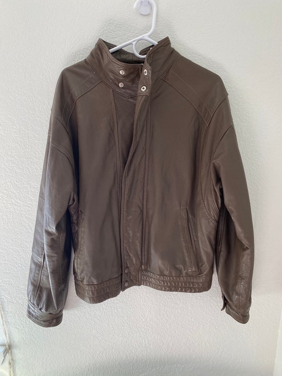 Vintage Brown Lamb Leather Full Zip Jacket