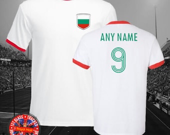 Bulgaria Football Personalised Ringer T-shirt, Soccer, Gift Ideas, Fans, Unisex