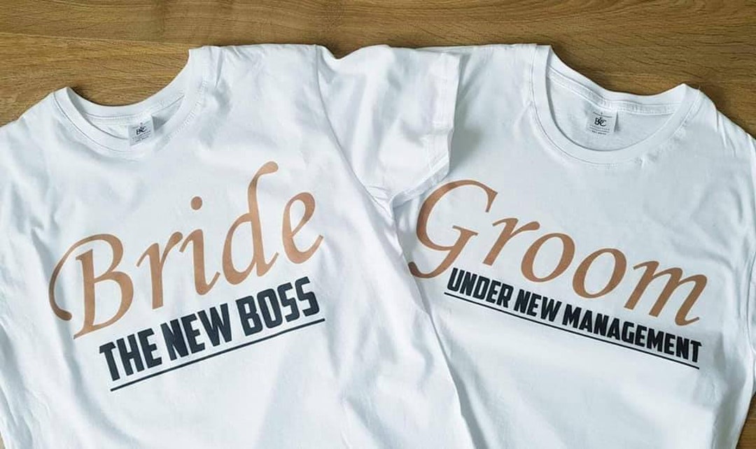 Bride & Groom Matching Tshirt Set, Couples, Family, Wedding, Gift, Honeymoon Etsy UK