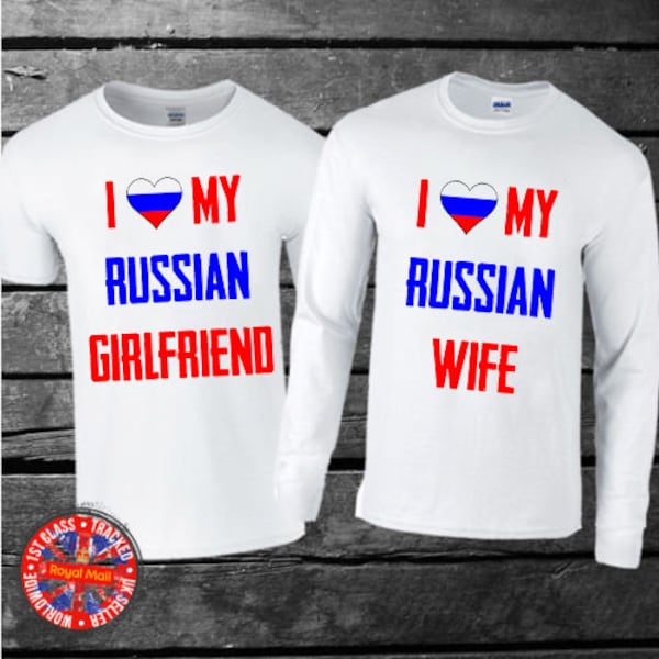 I Love My Russian Wife Girlfriend T-shirt Short Sleeve Short Sleeve Gift Russie