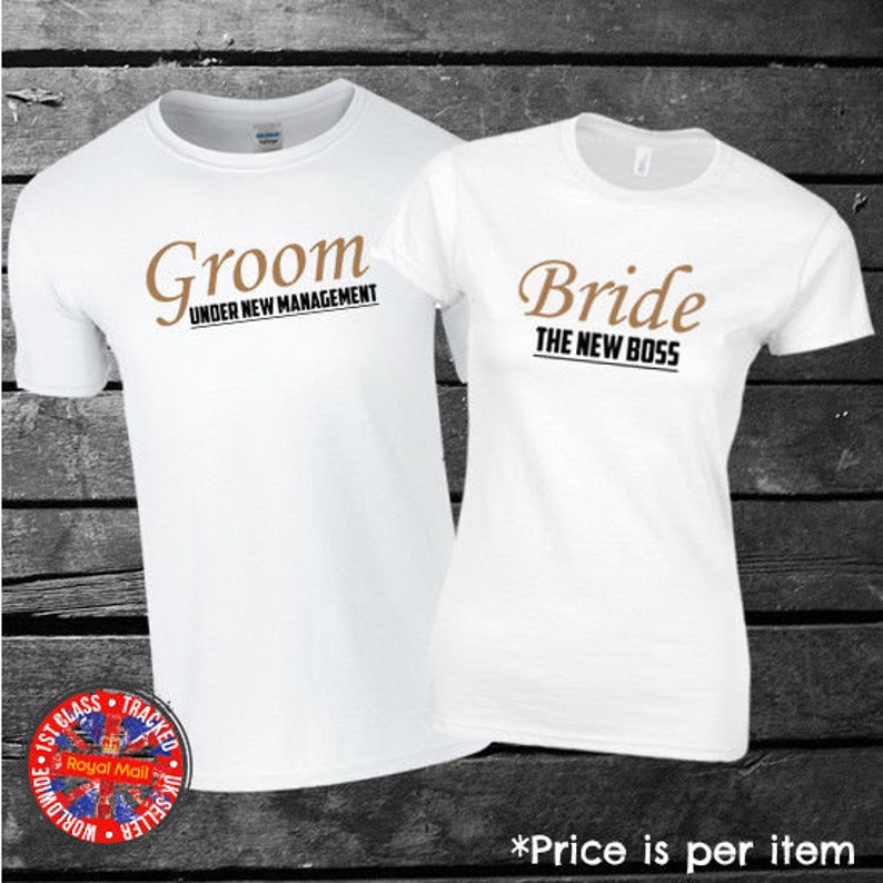 Bride & Groom Matching T-shirt Set, Couples, Family, Wedding, Gift, Honeymoon image 2