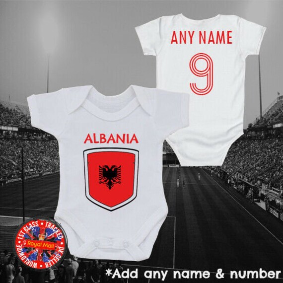 Albania Personalised Football Babygrow Vest Soccer Gift Euros World Cup