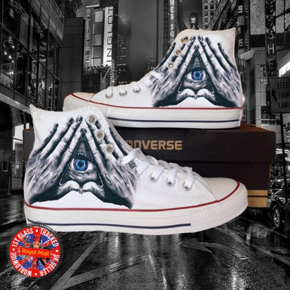 instructeur breed Cursus Buy All Seeing Eye All Star Chuck Taylor Hi Top Converse Mason Online in  India - Etsy