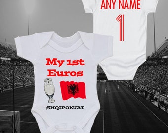 Albania My First Euros Personalised Football Babygrow Soccer Gift