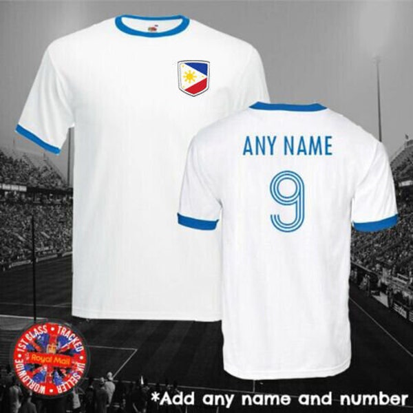 Filippijnen Voetbal gepersonaliseerde Ringer T-shirt, Voetbal, Gift Ideas, Fans, Unisex
